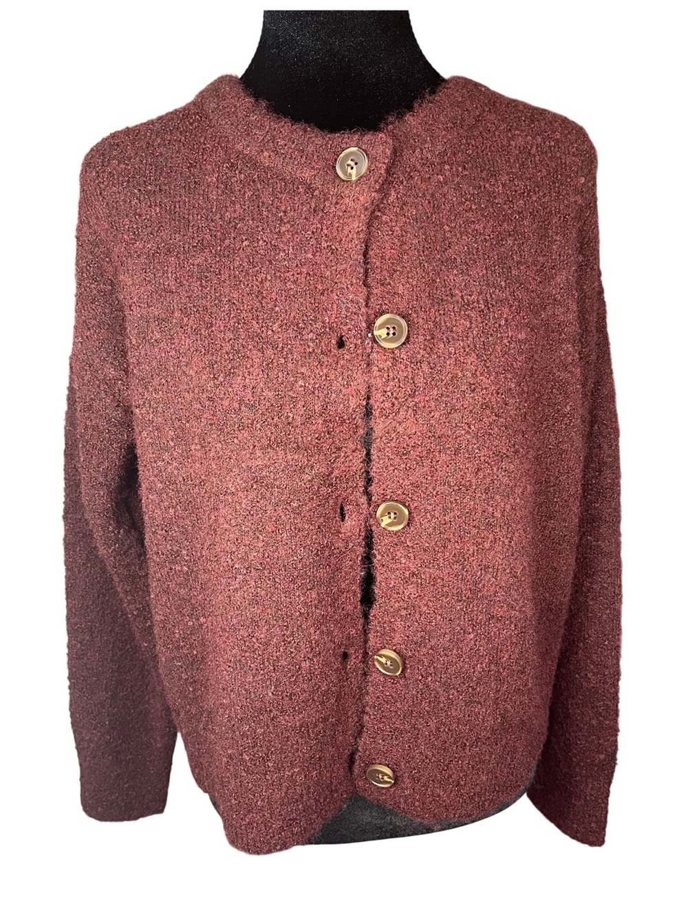 Sanctuary Rust-Burgundy Button Front Knit Cardigan